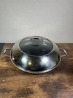Hexclad Hybrid Nonstick 14-INCH Frying Pan With Tempered Glass Rounded Lid Used. Price: $79.99.