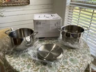 All-clad 6 Quart Stainless Steel Pasta Strainer Insert And Lid Used 1X. Price: $110.00.