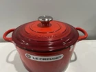 Creuset Signature Cast Iron Round Casserole Dish 5.0 24 Cm W/ Lid Red New. Price: $350.00.