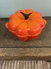 Le Creuset Orange Pumpkin Cocotte Dutch Oven Cast Iron Enamel Coated 2QT Used. Price: $125.00.