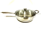 Wolfgang Puck Stainless Steel Handle Deep Large 12" Wok Pan With Glass Lid Used. Price: $69.95.