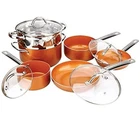 Copper Non-stick Kitchen Cookware Set Pan & Pots Luxury Induction, 10-PIECE New. Price: $143.35.