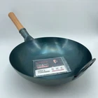 Yosukata Carbon Steel Wok Pan 13.5IN Blue Flat Bottom Pre Seasoned New. Price: $94.99.