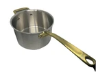 Made-in Cookware Italy 4 Qt Stainless Saucepan Brass Handle 120228251 New No Lid. Price: $149.95.