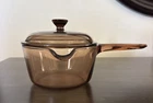 Visions Corning Amber Glass 1L Saucepan Pour Spout Vented Lid Vintage Pyrex Pot Used. Price: $22.99.