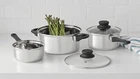 Mainstays 5 Piece Cookware Set Stainless Steel 2 Saucepans, 1 Dutch Oven, Lids New. Price: $17.99.