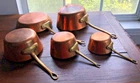 Villedieu Ml Mauviel - Lecellier Hammered Copper Graduated Pan Set X 5 France Used. Price: $319.00.