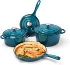 Hisencn Enameled Cast Iron Cookware Set - 7 Piece Of Variety Pack, Teal New. Price: $212.41.