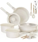 Astercook 20 Piece Cookware Set Non Stick Detachable Handles Cream White New. Price: $59.99.