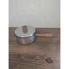 Vtg Mirro Sauce Pan Pot With Lid Aluminum Wood Handle Quart 1.9 54221-133C Used. Price: $10.00.