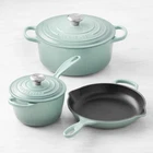 Creuset Signature Enameled Cast Iron 5-PIECE Cookware Set, Sea Salt New. Price: $359.99.