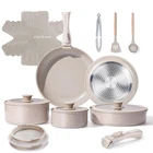 Chef Power Ceramic Nonstick Pots And Pans 19 Pcs Set, Mocca Taupe New. Price: $135.10.