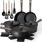 18PC Black Titanium Nonstick Cookware Set Induction Oven Safe 480F New. Price: $115.99.