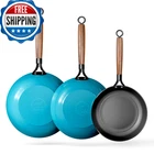 Yutann Nonstick Frying Set 8 10 12 Ceramic Pre-seasoned Cast New. Price: $149.79.