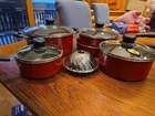 Tramontina Simple Cooking Nonstick 10-PIECE Cookware Set Red, New Without Box. Price: $48.00.