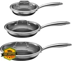 Fogdream 8, 10, 12 Inch Frying Pan Set Silver Lid New. Price: $131.99.