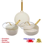 Greenpan Reserve Ceramic Nonstick 5-PIECE Cookware Set Gold Handle New. Price: $246.60.