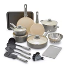 Greenlife Soft Grip Healthy Ceramic Nonstick 18 Piece Cookware Set, Gray New. Price: $145.99.