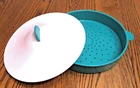 Tupperware White & Aqua Lid #3065A Mirco Steamer Dish #3067A Replacement Parts Used. Price: $8.99.