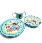 Kate Williams Dish Set 3PC Global Design For Bunny & Me Cup Plate Bowl Glass Used. Price: $25.00.