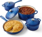 Enameled Cast Iron Cookware Set 7 Piece Of Dutch Ovens Sauce Pan Skillet 3 Lids New. Price: $149.99.