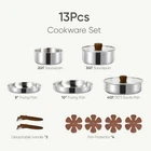 Carote 13PCS Tri-ply Stainless Steel Cookware Set With Detachable Handle, Pot... New. Price: $79.95.