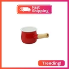 Yumcute Home Mini Enamel Milk Pot 4 Inch 17 Oz Dual Spout With Wooden Handle, Sm New. Price: $30.65.