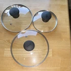 Tefal Glass Lids Set Of 3, 6 7 8 Inch, Clear Black, Stainless Steel Used. Price: $9.50.