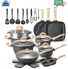 31 Pcs Pots And Pans Non Stick, Black Granite Induction Cookware Set, To New. Price: $322.00.