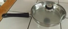 Tramontina 18/10 Stainless Steel Frying Pan 8.5" With Glass Lid Black Handle Used. Price: $10.00.