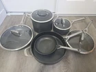 Ninja Foodi Neverstick Nonstick Cookware 10 Piece Pots Pans Glass Lids Set Used. Price: $79.99.