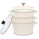 Iron Cast 5 Pc Set 10 Dutch Oven Skillet White Qulimetal Enameled Stackable New. Price: $179.99.
