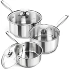 Michelangelo Stainless Steel Sauce Pan Set: 1, 2, 3 Qt W/lids - Induction & Oven New. Price: $77.34.