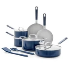 Bobby Flay 12PC Ceramic Nonstick Aluminum Cookware Set Oxford Blue New. Price: $125.99.