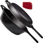 Cuisinel Cast Iron Skillet + 3-QUART/10 Multi-cooker Lid, Black New. Price: $67.87.