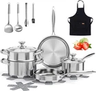 Stainless Steel Cookware Set, Pots And Pans Non 16-PIECE, Silver New. Price: $87.97.