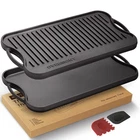 Overmont Pre-seasoned 17X9.8 Cast Iron Reversible Griddle Grill Pan With Handles New. Price: $57.84.