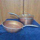 Gotham Ceramic Copper Steel 8" Frying Pan And 3QT Sauce With Lid. 3PCS Set Used. Price: $27.00.