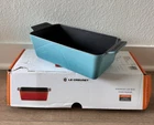 New Le Creuset Caribbean Blue Retired Cast Iron 2 Qt Loaf Pan. Price: $179.99.