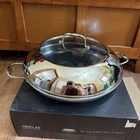 Hexclad Hybrid Nonstick 14-INCH Frying Pan With Steel Lid Used. Price: $124.95.