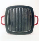 Fontignac Grill Pan Cast Iron Red Enamel 11.75" Double Handle Henckels France 30 Used. Price: $79.99.