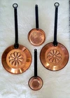Vintage Copper Hearth Skillet Frying Pan 15.5 Long Hanging Handle To 14 Used. Price: $89.25.