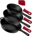 Cuisinel Cast Iron Skillets Set 3-PIECE: 6" + 8" 10" Cookware Black Open. Price: $48.54.