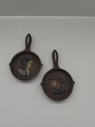 Set Of 2 Miniature Cast Iron Skillets Wall Decor Amish Figures Hand Painted Usa Used. Price: $10.99.