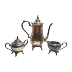 Vintage Wm Rogers Claw Footed Silverplate Coffee Set Pot, Creamer & Sugar W/lid. Price: $52.47.