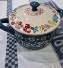 The Pioneer Women Blue Floral Mini Casserole Dish With Lid Stoneware. Price: $10.00.