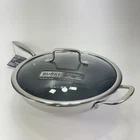 David Burke Geo Clad 5-QT Tri-ply Heavy Stainless Steel 12" Wok Glass Lid New. Price: $75.00.