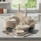 16-PIECE Taupe Nonstick Cookware Set Non-toxic Ceramic Safe For All Stovetops New. Price: $177.90.