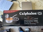 Nib Calphalon Accucore Stainless Steel 1/2 Qt. Shallow Saucepan & Cover New. Price: $350.00.