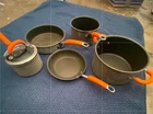 Rachael Brights Hard-anodized Aluminum Cookware Set Gray/orange Used. Price: $65.00.